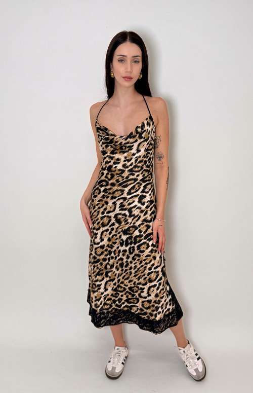 LEOPARD LACE TRIM DRESS