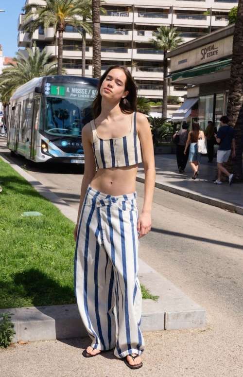 CO-ORD STRIPED | CROP TOP & WIDE LEG TROUSERS