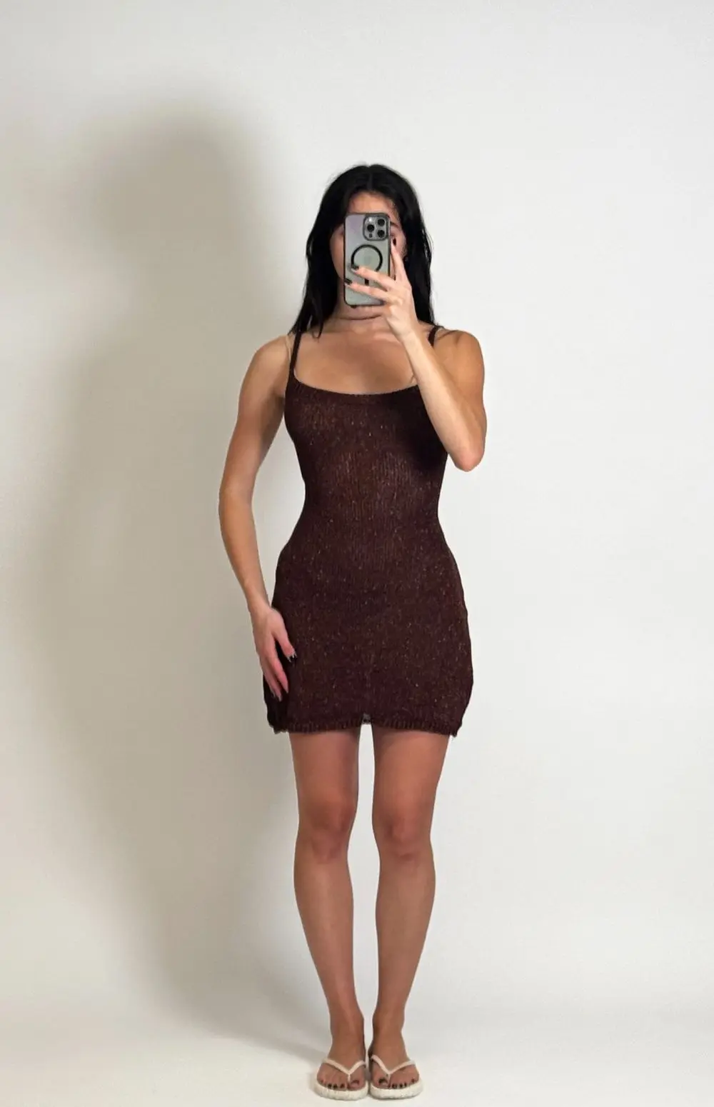 KNIT OPEN BACK MINI DRESS