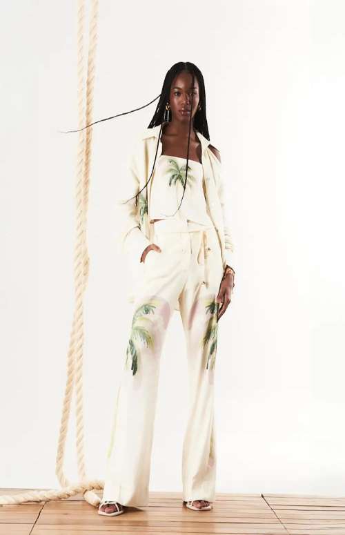 CO-ORD LINEN WITH PALM TREE PRINT | SHIRT & TROUSERS
