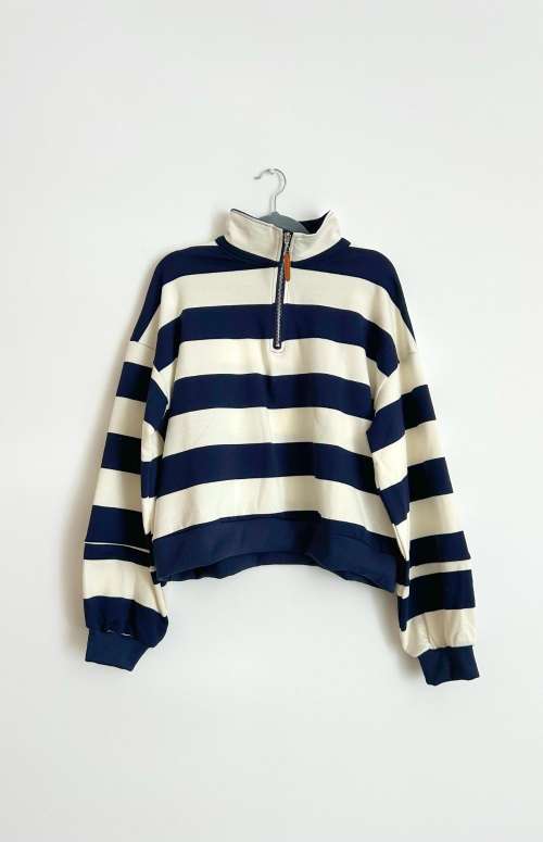 STRIPED ZIP SWEATER