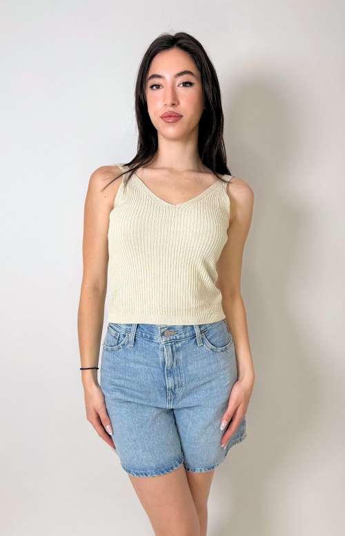 KNITTED V-NECK TANK TOP