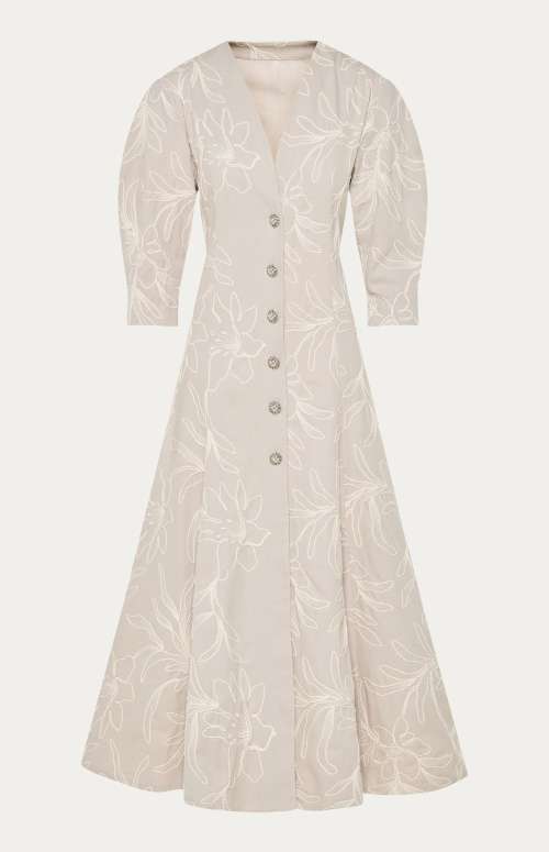 LINE GILET DRESS | EMBROIDERED FLORAL OVERLAY
