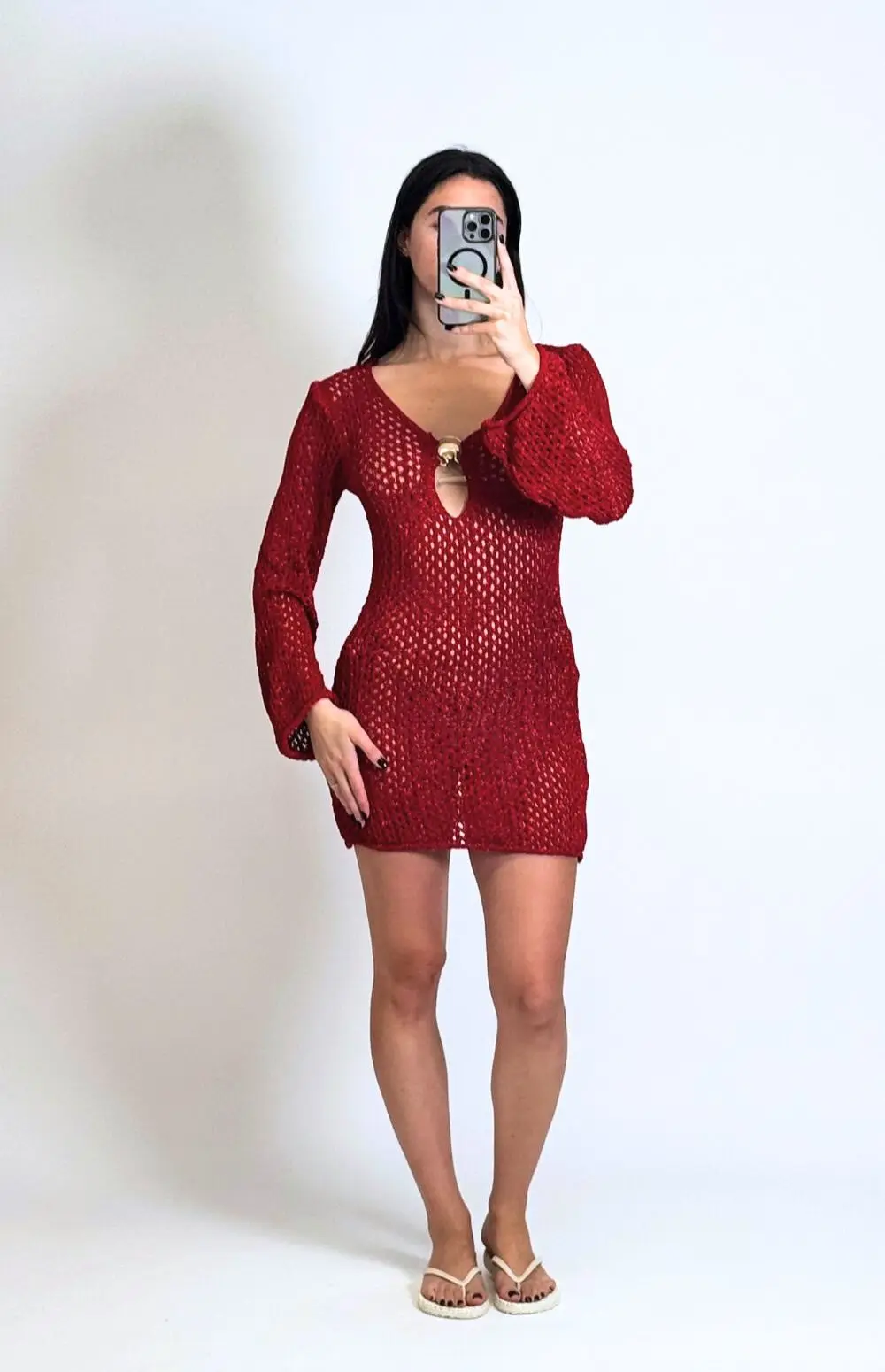 KNIT MINI DRESS WITH LONG SLEEVES
