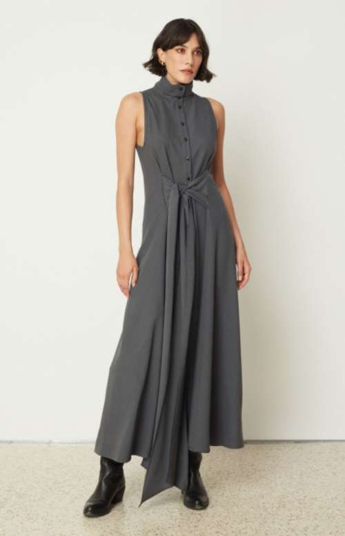 WRAP TYE DRESS | GREY