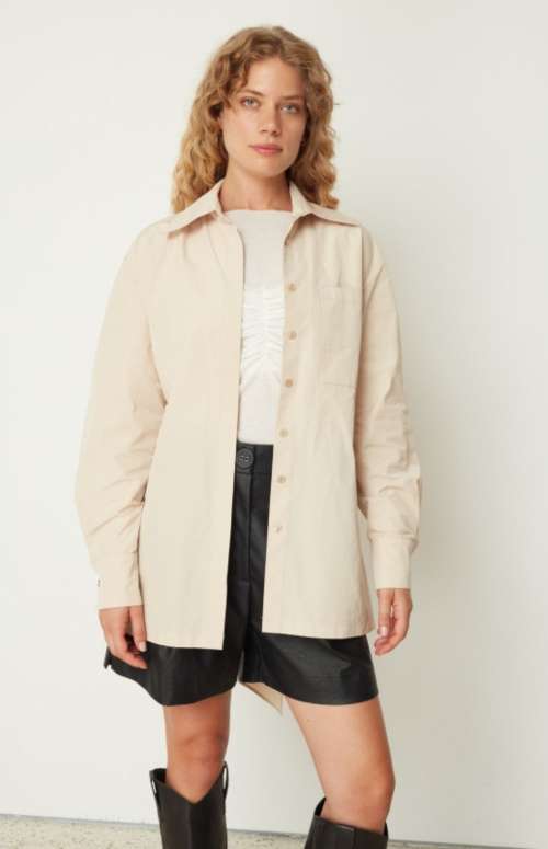 TRENCH SHIRT WITH TYE | BEIGE