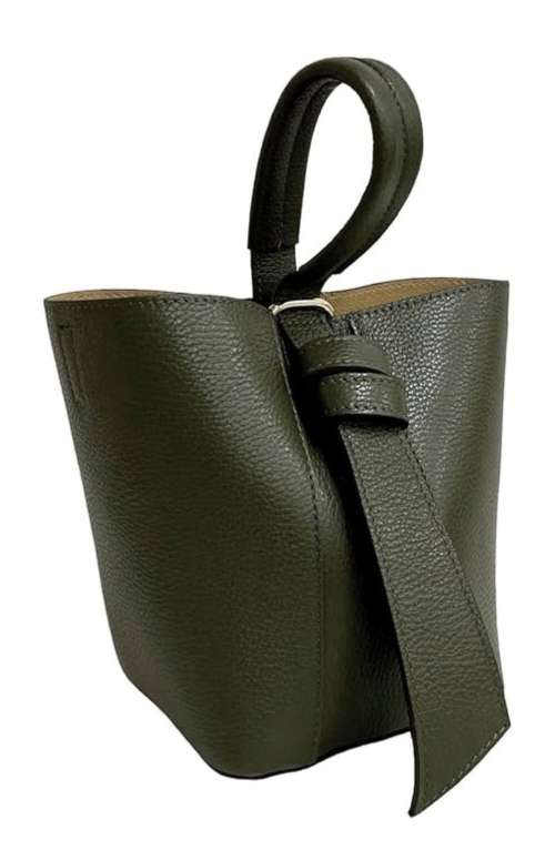 LEATHER BUCKET TOTE BAG