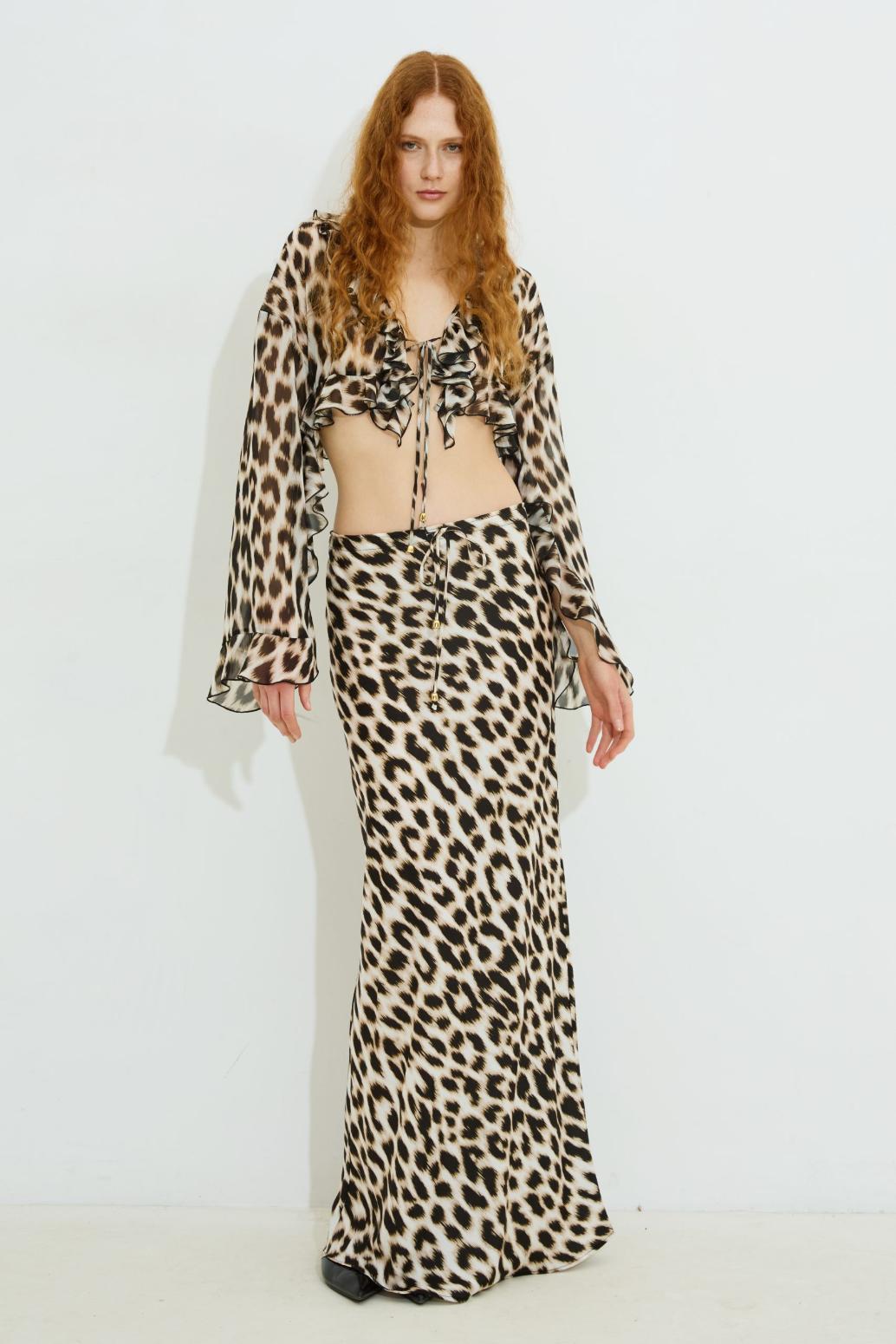 Tiger Round-Neck Knit / Leopard Mini Skirt LLA0633