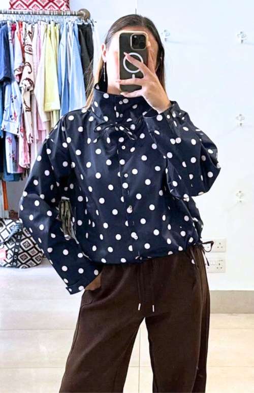 POLKA DOT HIGH COLLAR JACKET