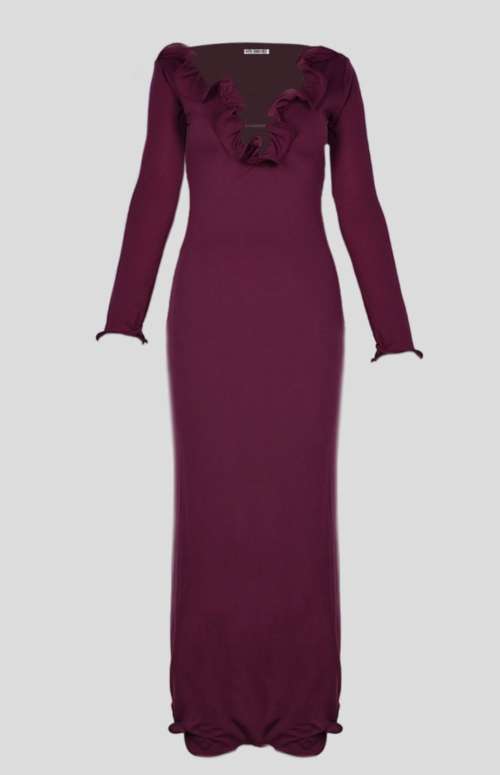 LONG SLEEVE DRESS BURGUNDY