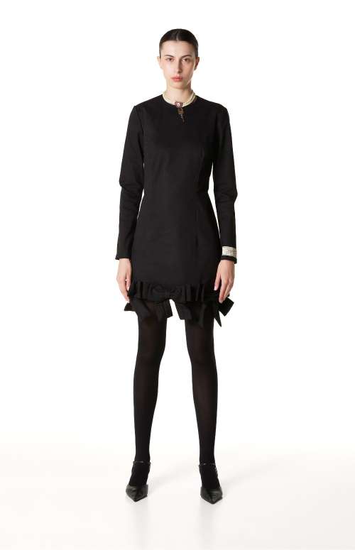 MINI DRESS WITH BOWS | BLACK