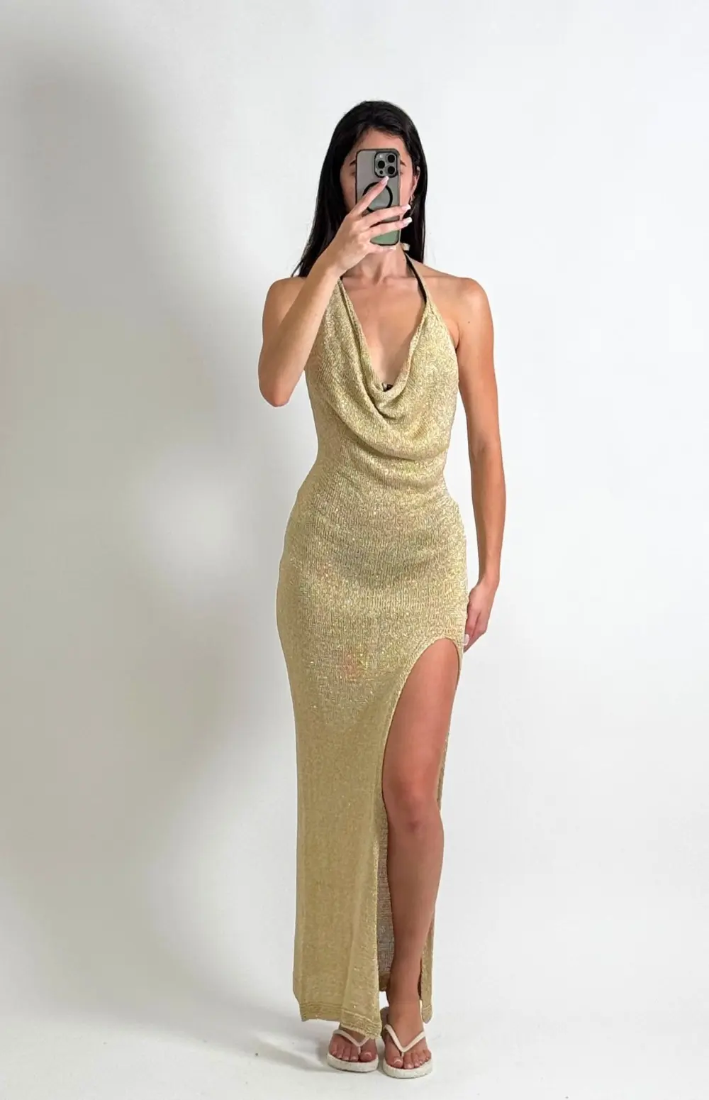 KNITTED DRAPE MAXI DRESS