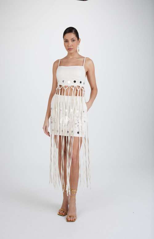 SHORT TWILL SKIRT WITH EMBROIDERY