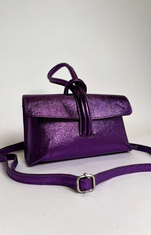 METALLIC LEATHER BAG PURPLE