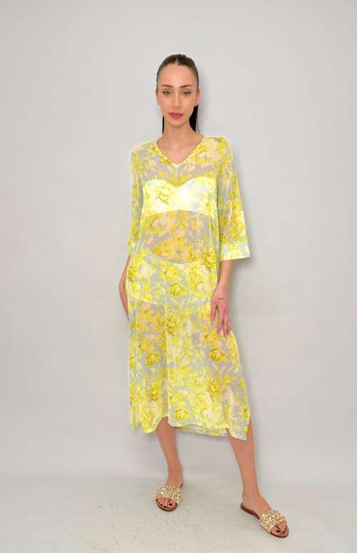 PRINTED SHEER DRESS