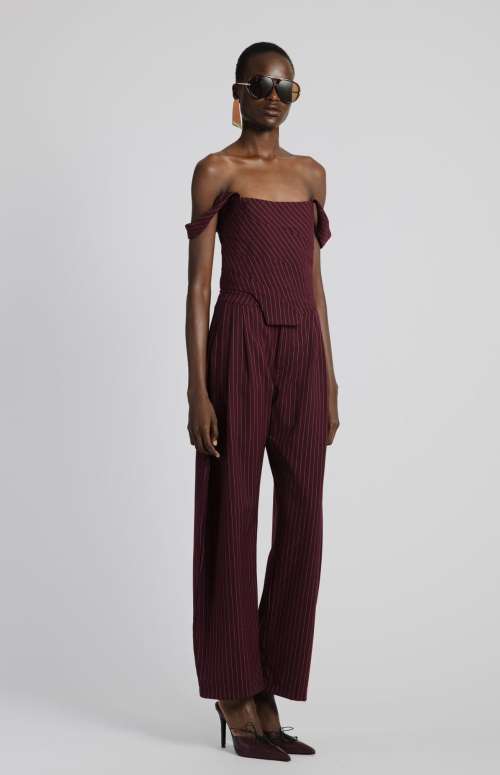 STRIPES BURGUNDY PANTS