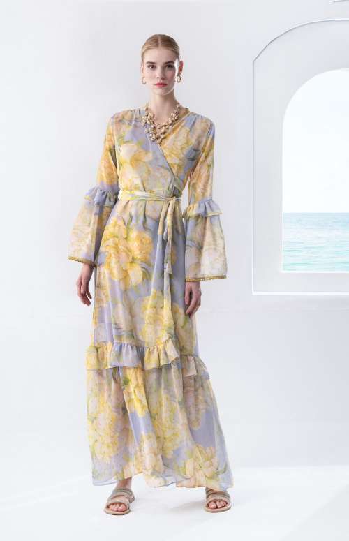 KIMONO DRESS WITH FLORAL PRINT