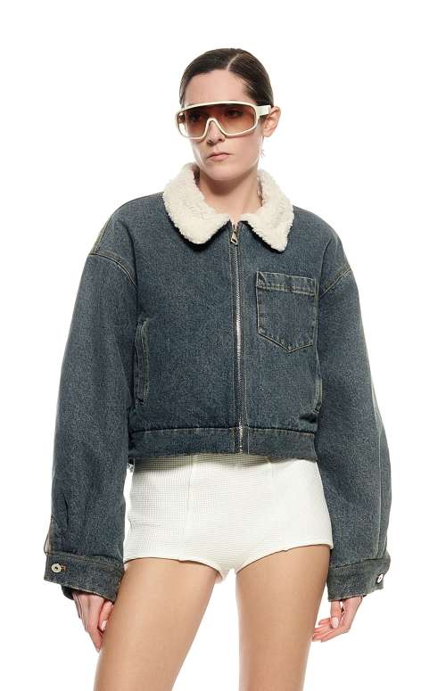CROPPED BOMBER | LIGHT BLUE