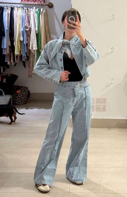 CO-ORD DENIM | TIE SHIRT & DENIM TROUSER WITH BUTTONS