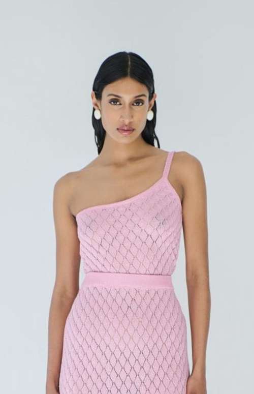 TOP LUREX ONE SHOULDER | PINK