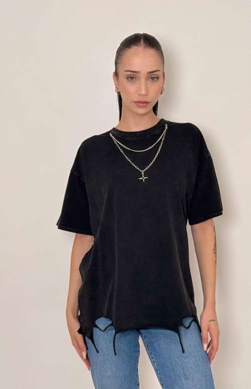 DISTRESSED TOP | BLACK