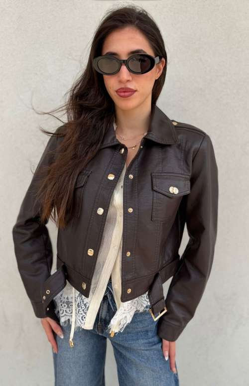 FAUX LEATHER JACKET WITH POCKETS