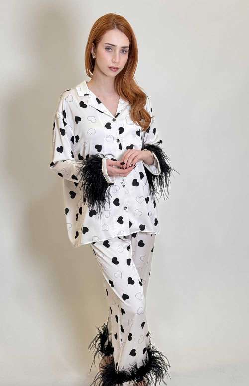 PRINTED CO-ORD WITH FEATHERS