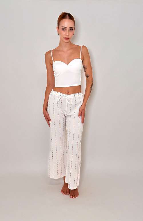 COTTON LINEN BLEND PANTS | WHITE