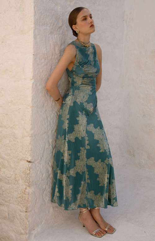 FREDA DRESS | RIPPED SILVER FOIL PRINTED