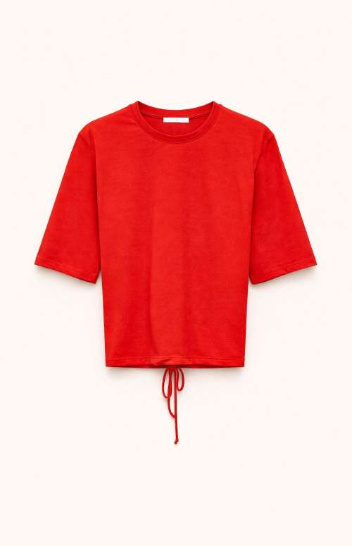 T-SHIRT WITH CROSS OVER FASTENING AT THE BACK