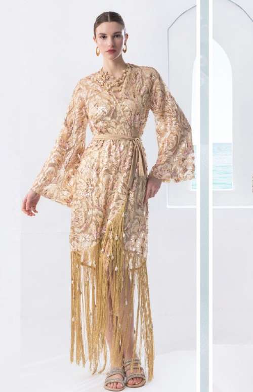 KIMONO DRESS WITH FRINGES