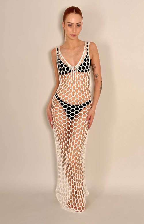 DRESS MAXI NET | WHITE