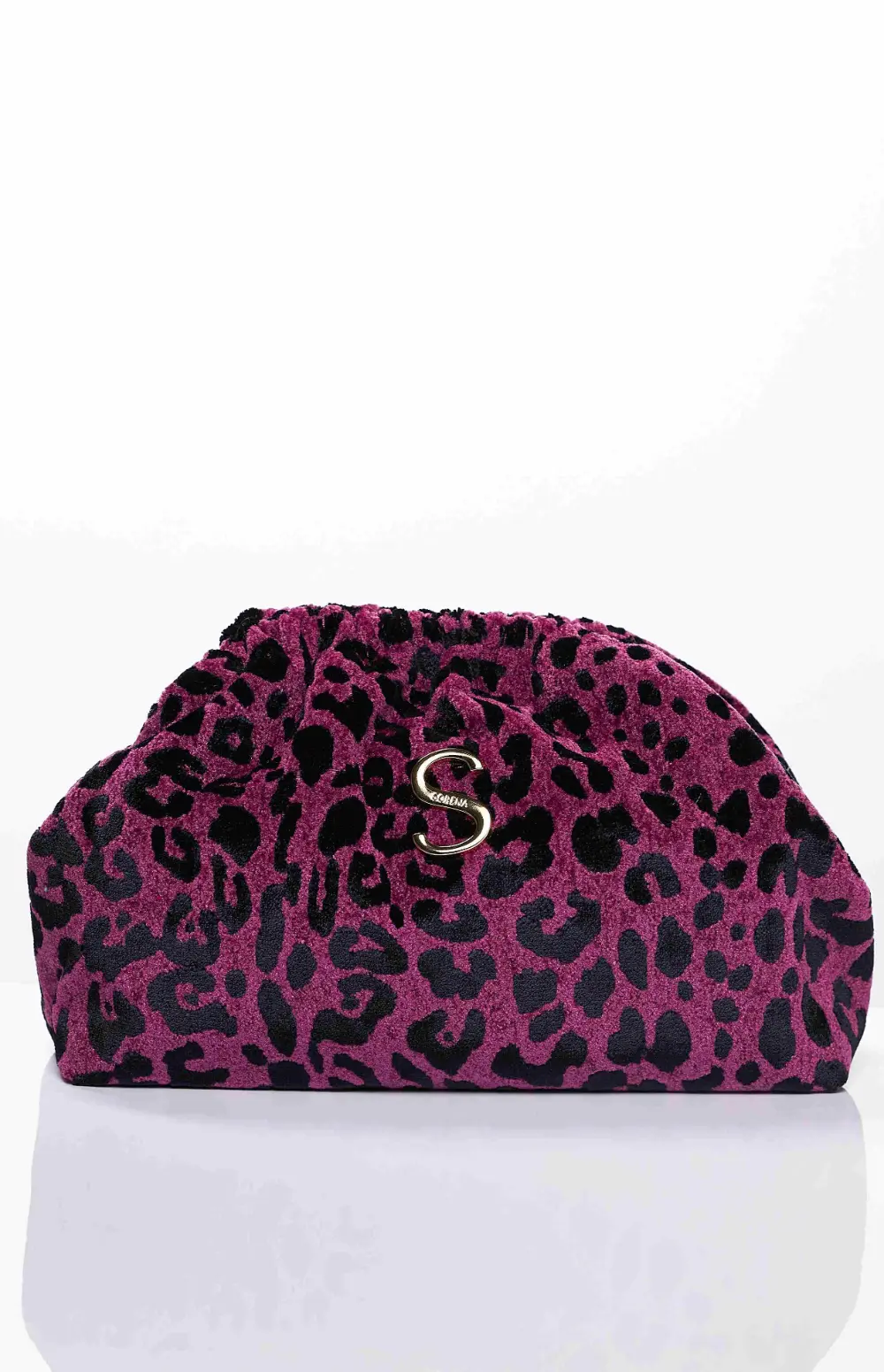 LEOPARD VELVET MAGENTA BUCKET BAG
