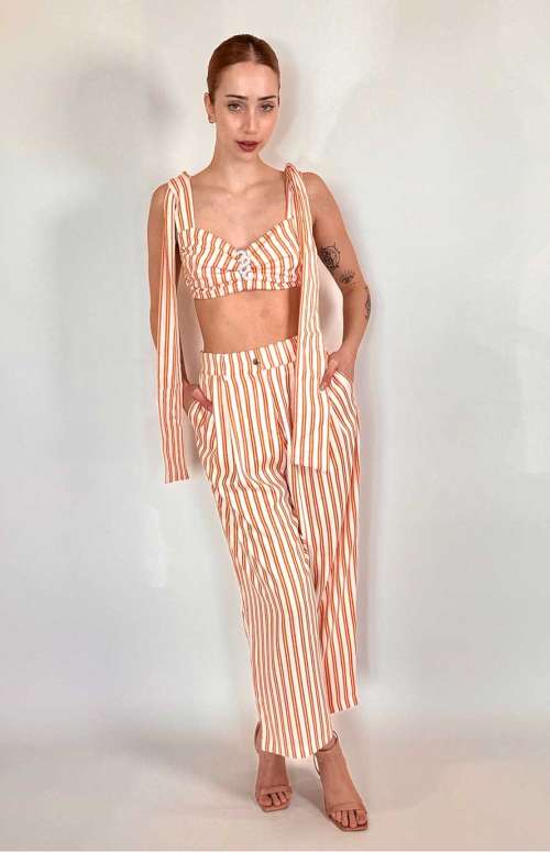 PURE LINEN CO-ORD WITH STRIPES