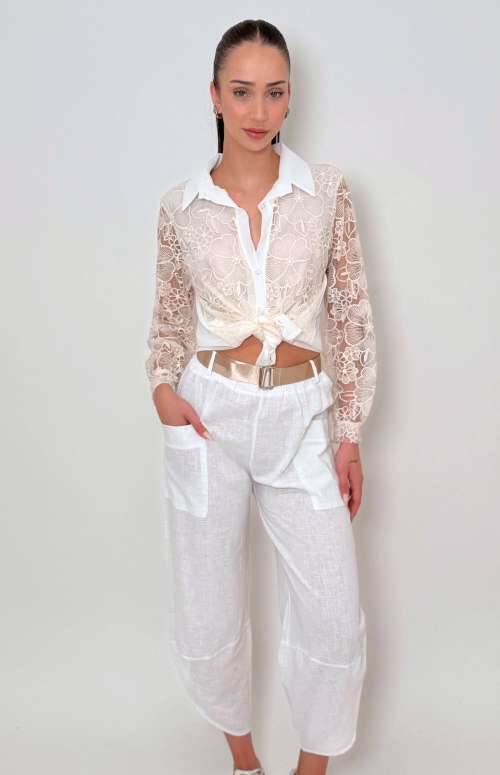 LINEN PANTS WITH BELT
