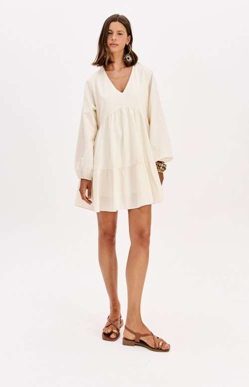 MINI LONG SLEEVE FLARED DRESS