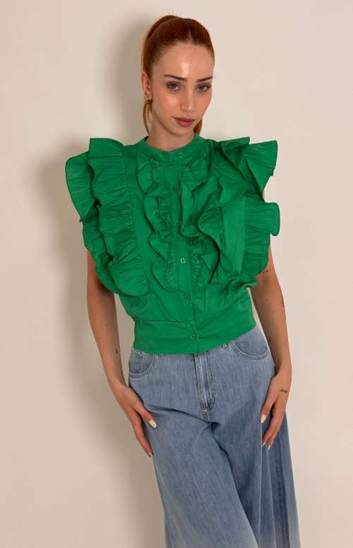 RUFFLED SHIRT | GREEN