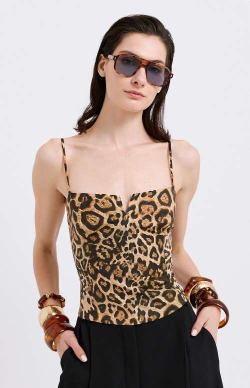 OPERA LEOPARD SATIN BUSTIER