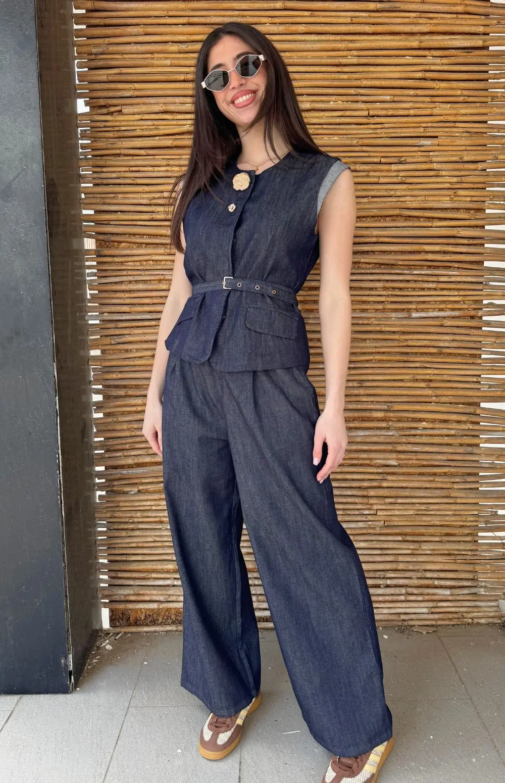 CO-ORD DENIM | VEST WITH BELT & TROUSERS