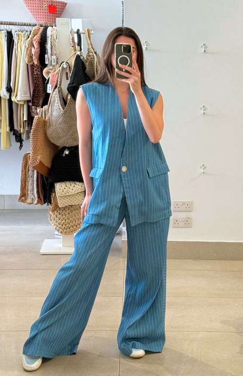 CO-ORD STRIPED - DENIM EFFECT  | VEST & TROUSERS