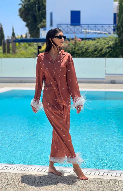 PRINTED CO-ORD WITH FEATHERS