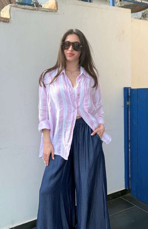 OVERSIZED LINEN STRIPED SHIRT