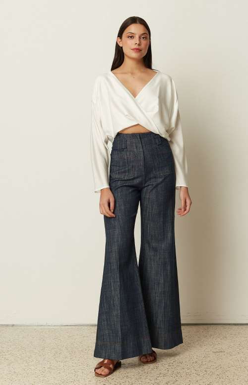 DENIM WIDE-LEG PANTS