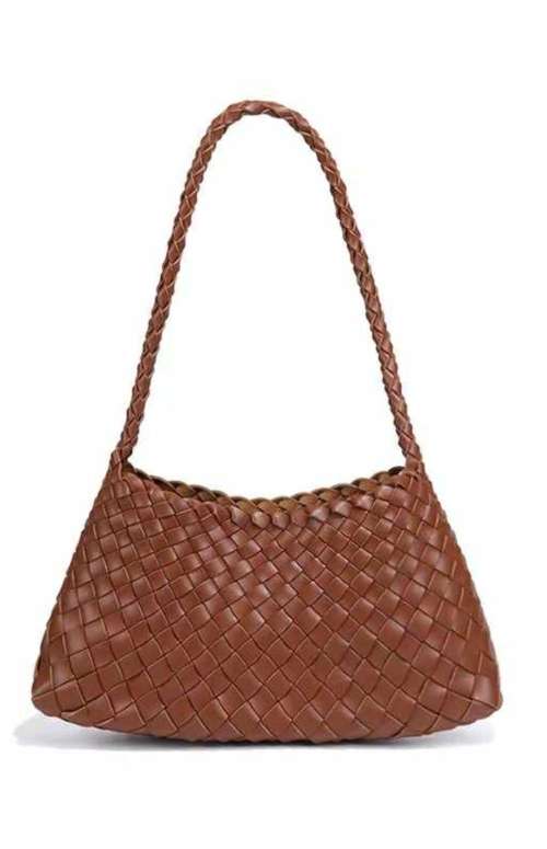 WOVEN SMALL HANDBAG | ORANGE BROWN