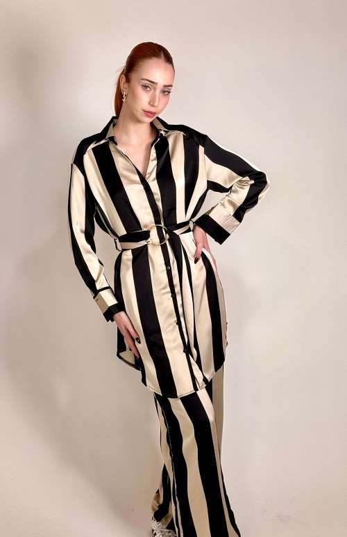 STRIPED CO-ORD WITH BELT