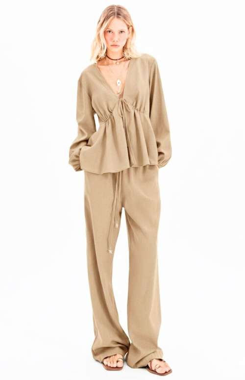 CO-ORD LINEN | TIE BLOUSE & TROUSERS