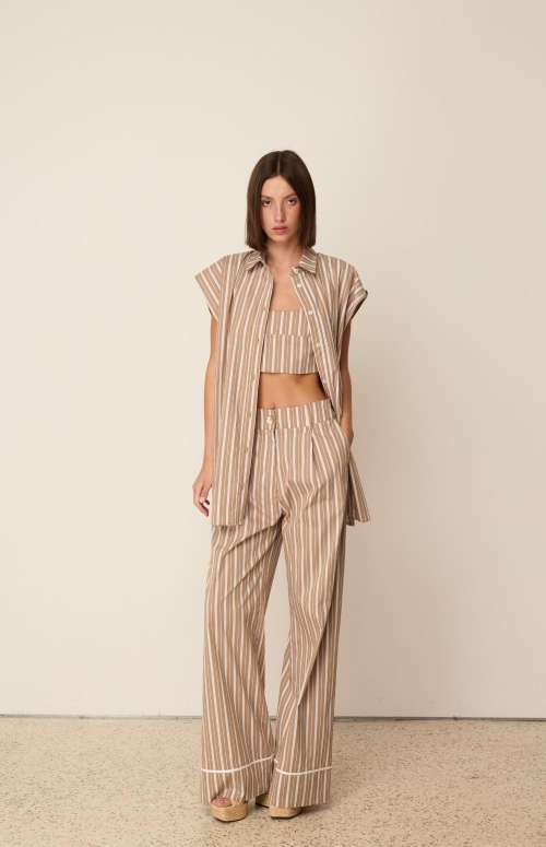 CO-ORD STRIPED | SLIT SHIRT & TROUSERS