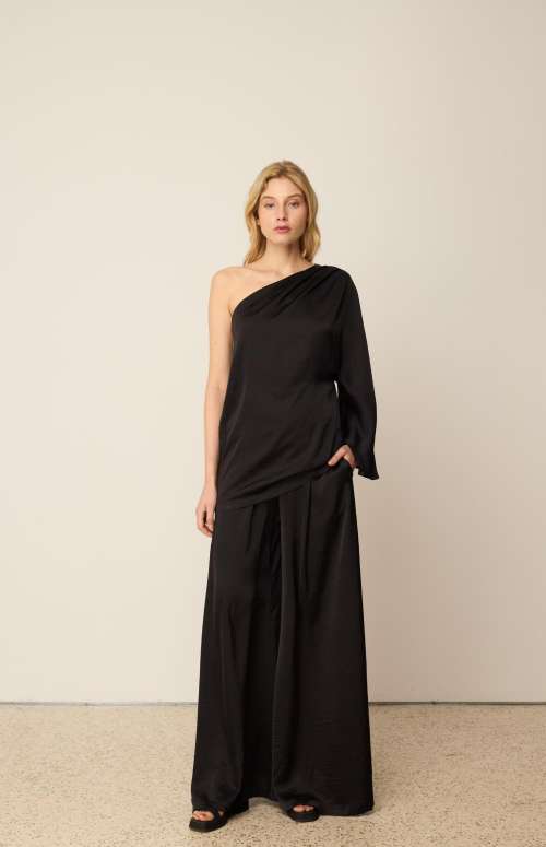 CO-ORD SATIN | ONE SHOULDER TOP & FLARED PANTS