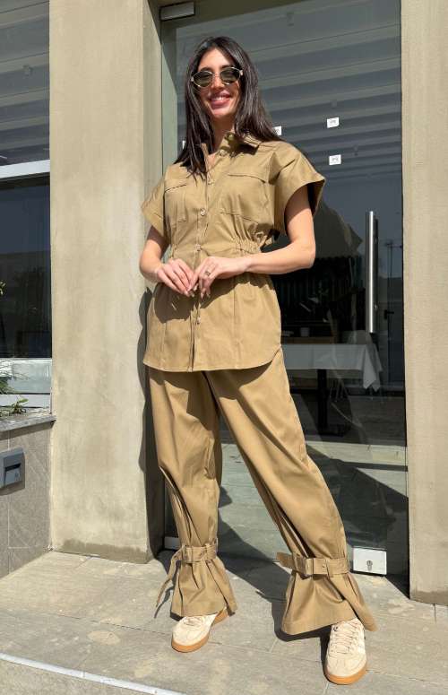 CO-ORD COTTON SHIRT & STRAIGHT LEG TROUSERS