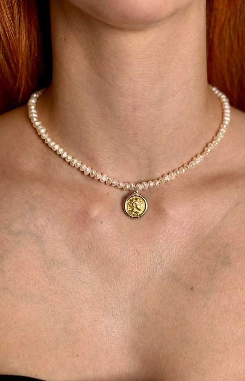 FRESH WATER PEARL NECKLACE WITH ALEXANDER THE GREAT